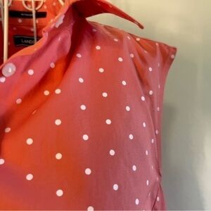 Lands' End Sleeveless Button Down Shirt - Pink Polka Dot